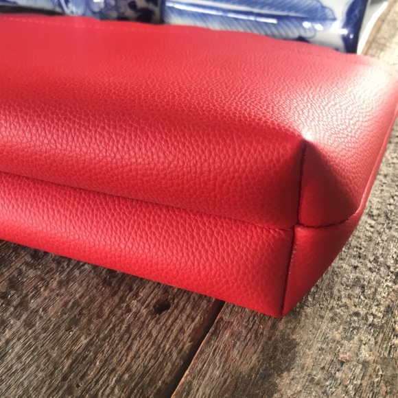 Canvas Stripe and Red Scalloped Make-Up Bags - Picture 9 of 13